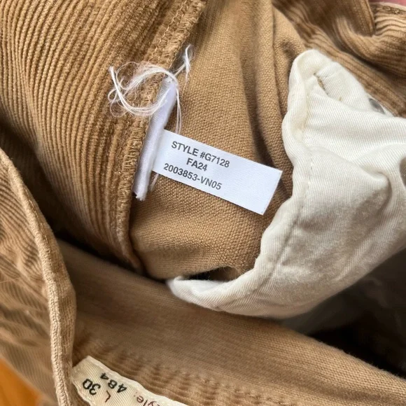 J. Crew Men’s Tan Corduroy Slim Fit Pants 31 x 30 Fall 2024 - Picture 7 of 8